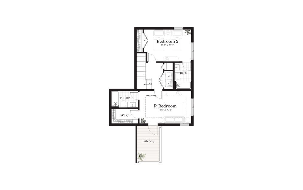 Nile - 2 bedroom floorplan layout with 2.5 baths and 1179 square feet. (Floor 2)